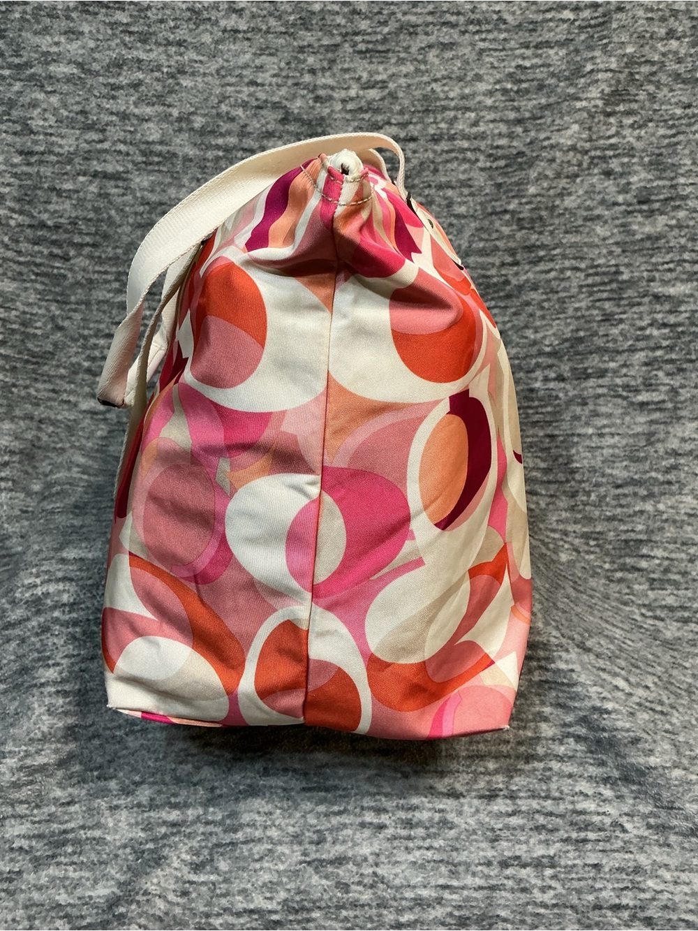 Handbag-Coach Tote Bag Poppy Daisy Kaleidoscope Signature Y2K Print Pink/Orange - Picture 6 of 10